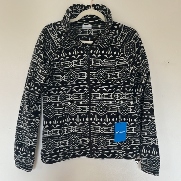 Columbia Fleece Benton Springs Black 80s Strip Full Zip Jacket Coat NWT - Picture 4 of 12